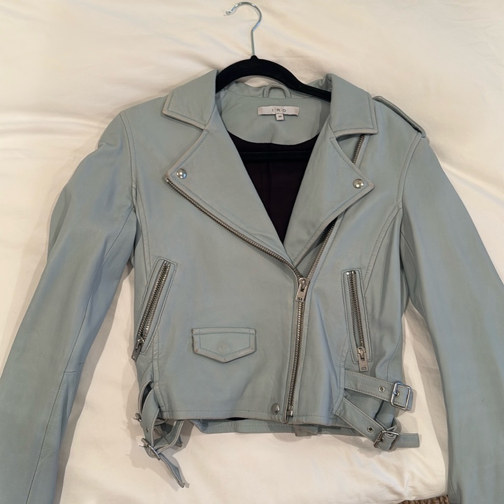 IRO blue leather jacket